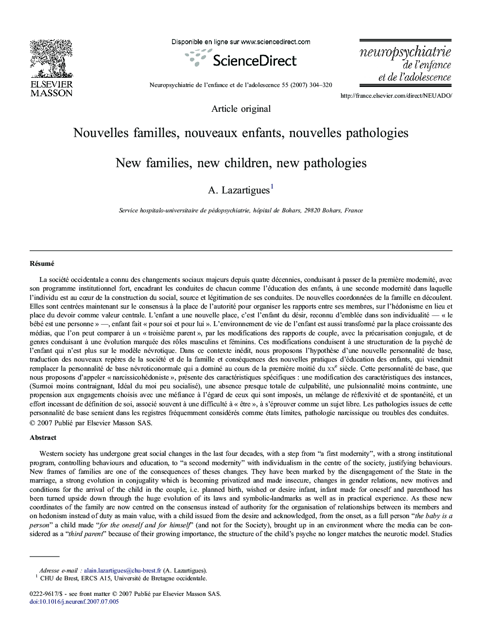 Nouvelles familles, nouveaux enfants, nouvelles pathologies