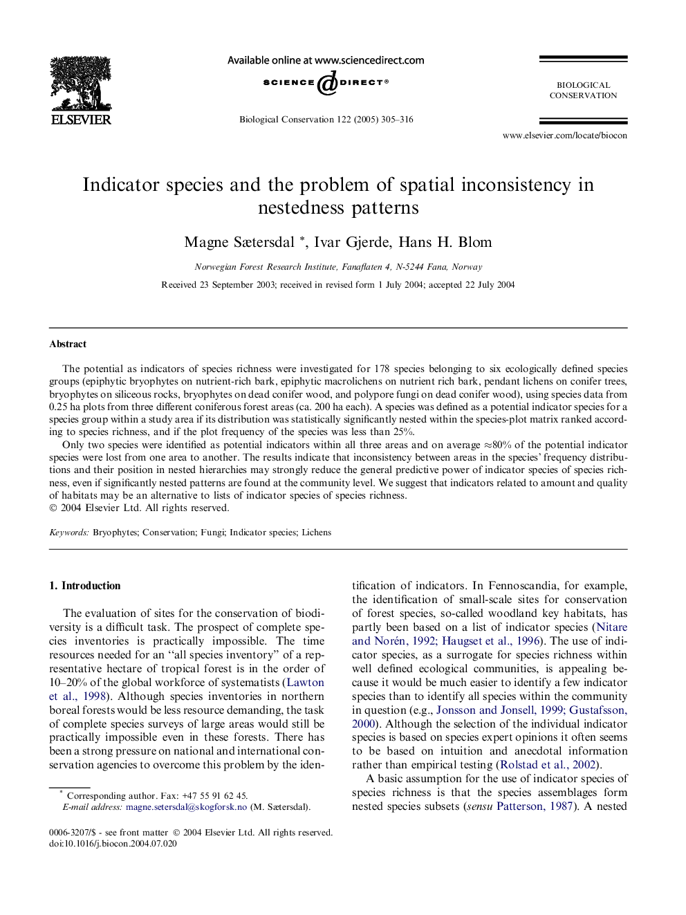 Indicator species and the problem of spatial inconsistency in nestedness patterns