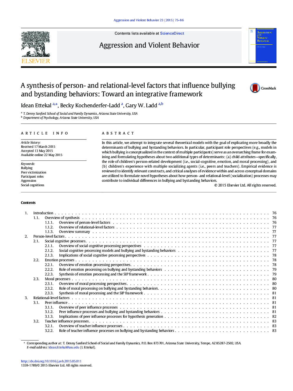 A synthesis of person- and relational-level factors that influence bullying and bystanding behaviors: Toward an integrative framework