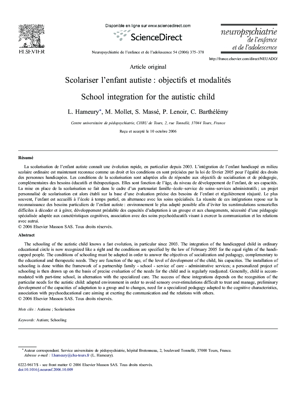 Scolariser l'enfant autiste : objectifs et modalités