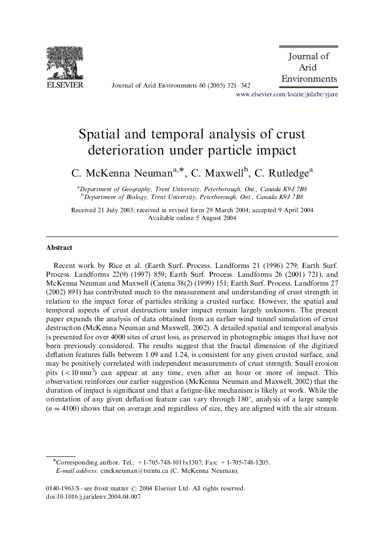 Spatial and temporal analysis of crust deterioration under particle impact