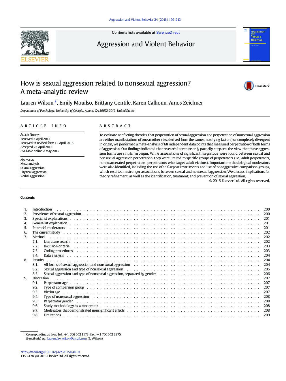 How is sexual aggression related to nonsexual aggression? A meta-analytic review