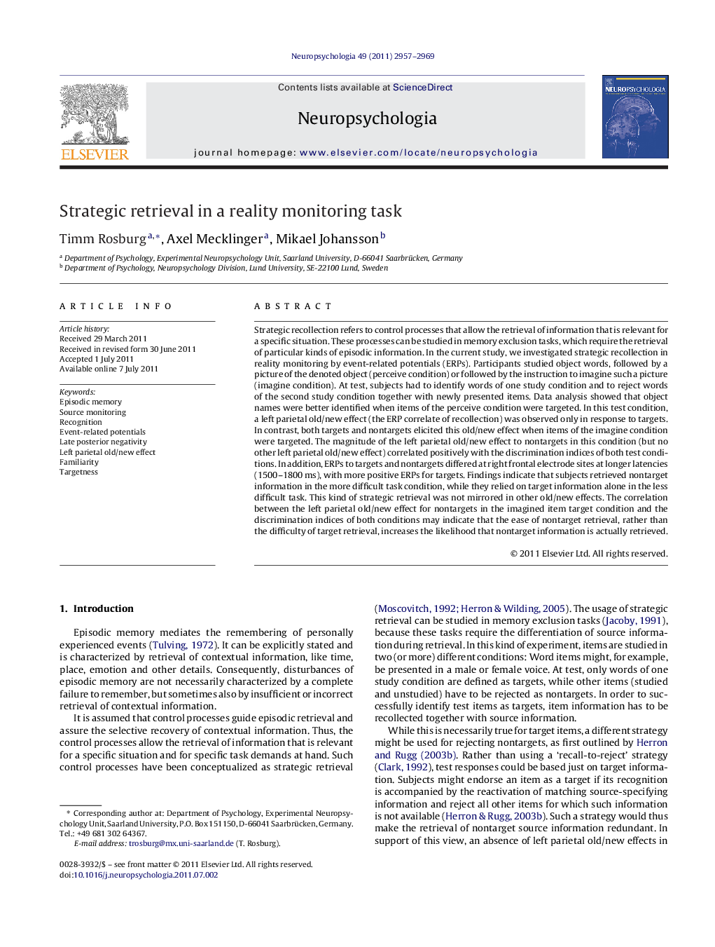 Strategic retrieval in a reality monitoring task