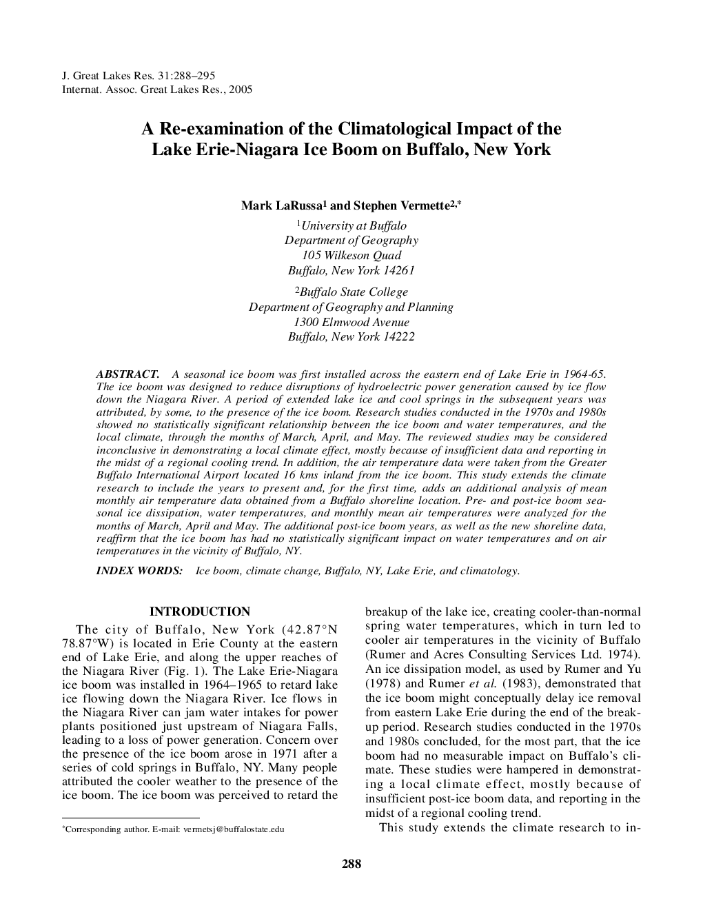 A Re-examination of the Climatological Impact of the Lake Erie-Niagara Ice Boom on Buffalo, New York