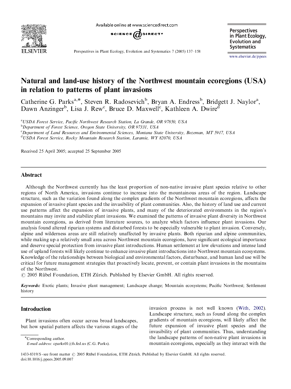 Natural and land-use history of the Northwest mountain ecoregions (USA) in relation to patterns of plant invasions