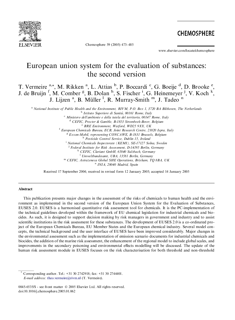 European union system for the evaluation of substances: the second version