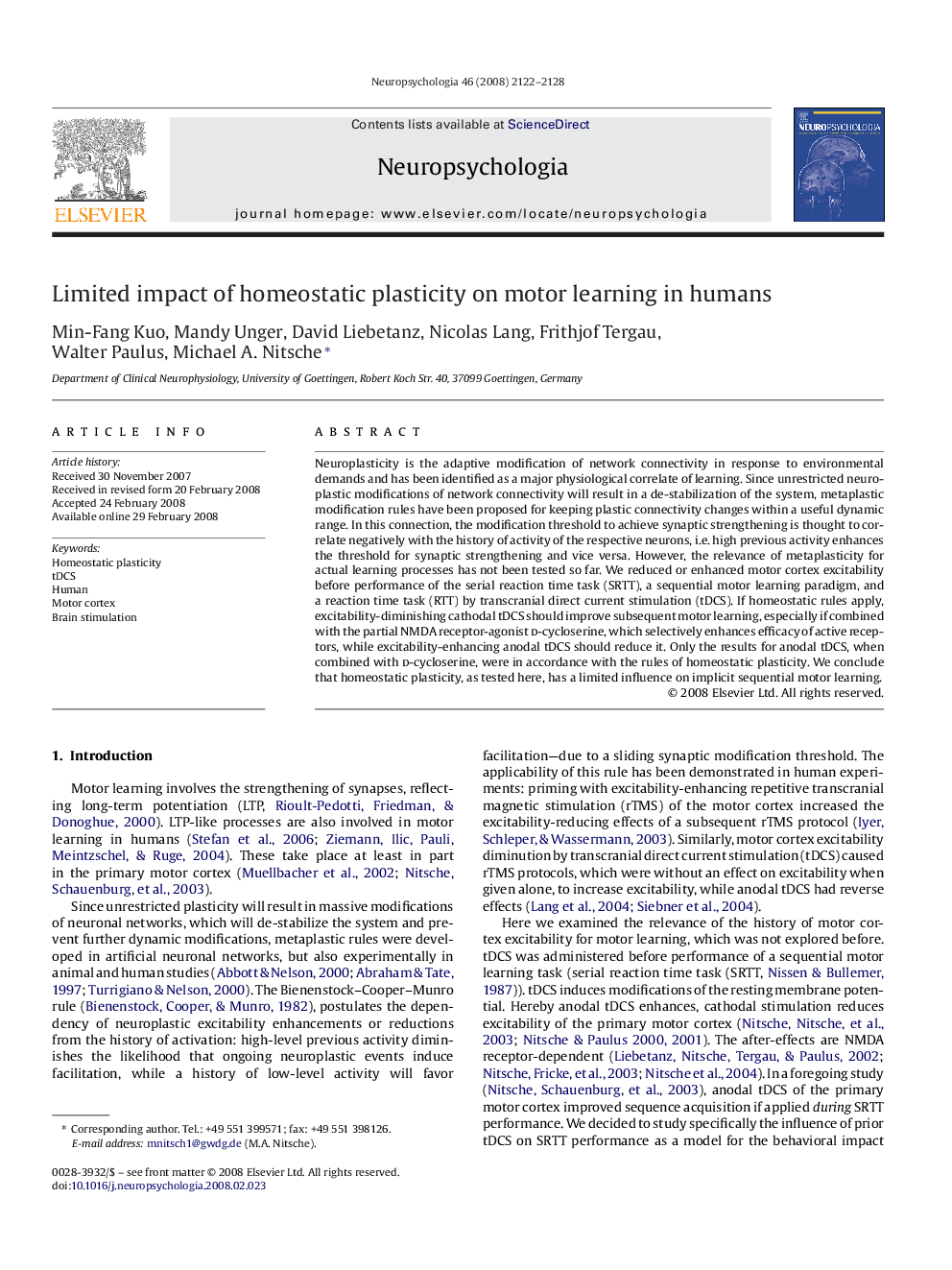 Limited impact of homeostatic plasticity on motor learning in humans