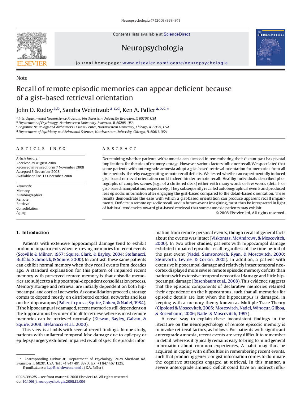 Recall of remote episodic memories can appear deficient because of a gist-based retrieval orientation