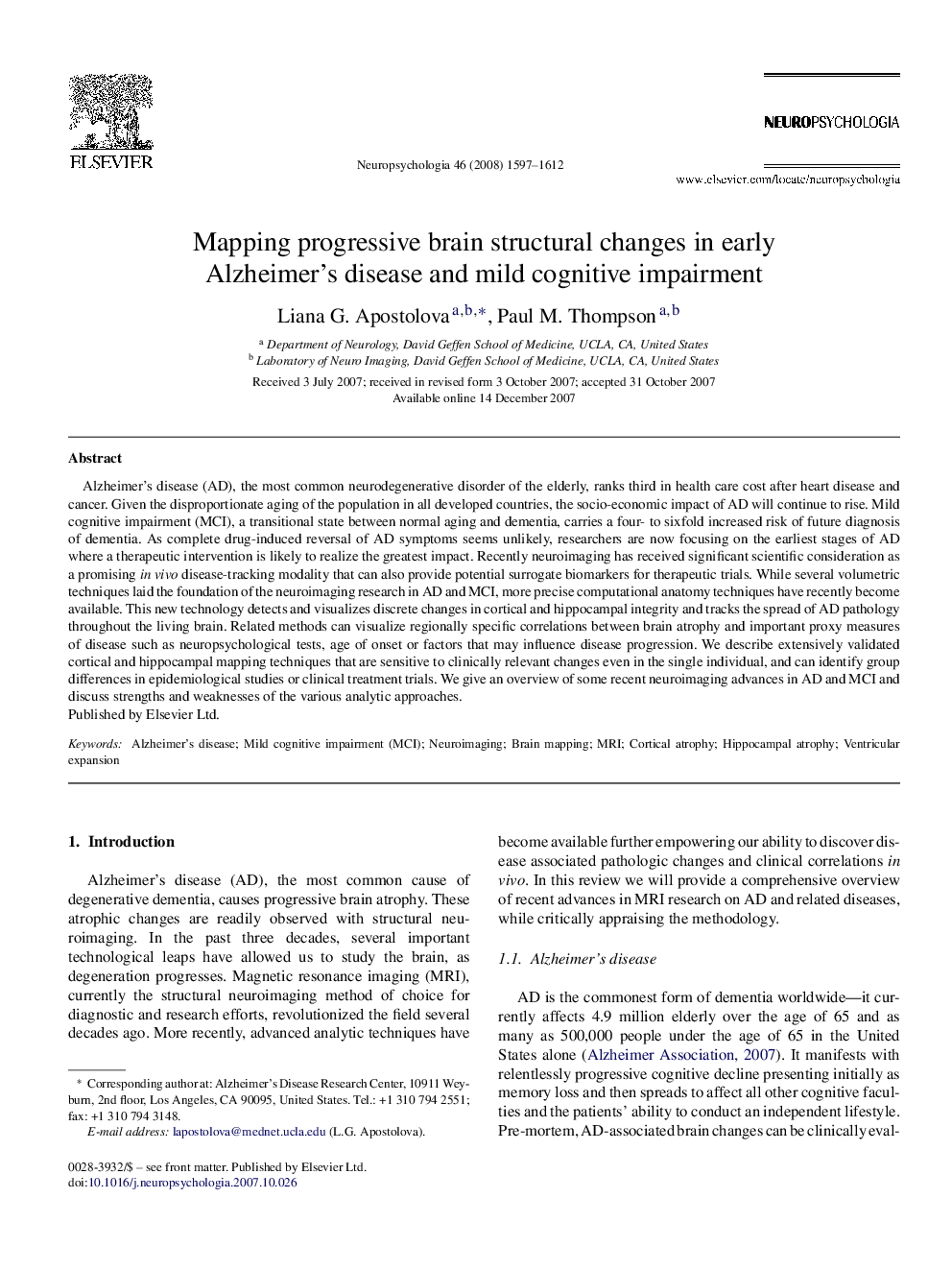 Mapping progressive brain structural changes in early Alzheimer's disease and mild cognitive impairment