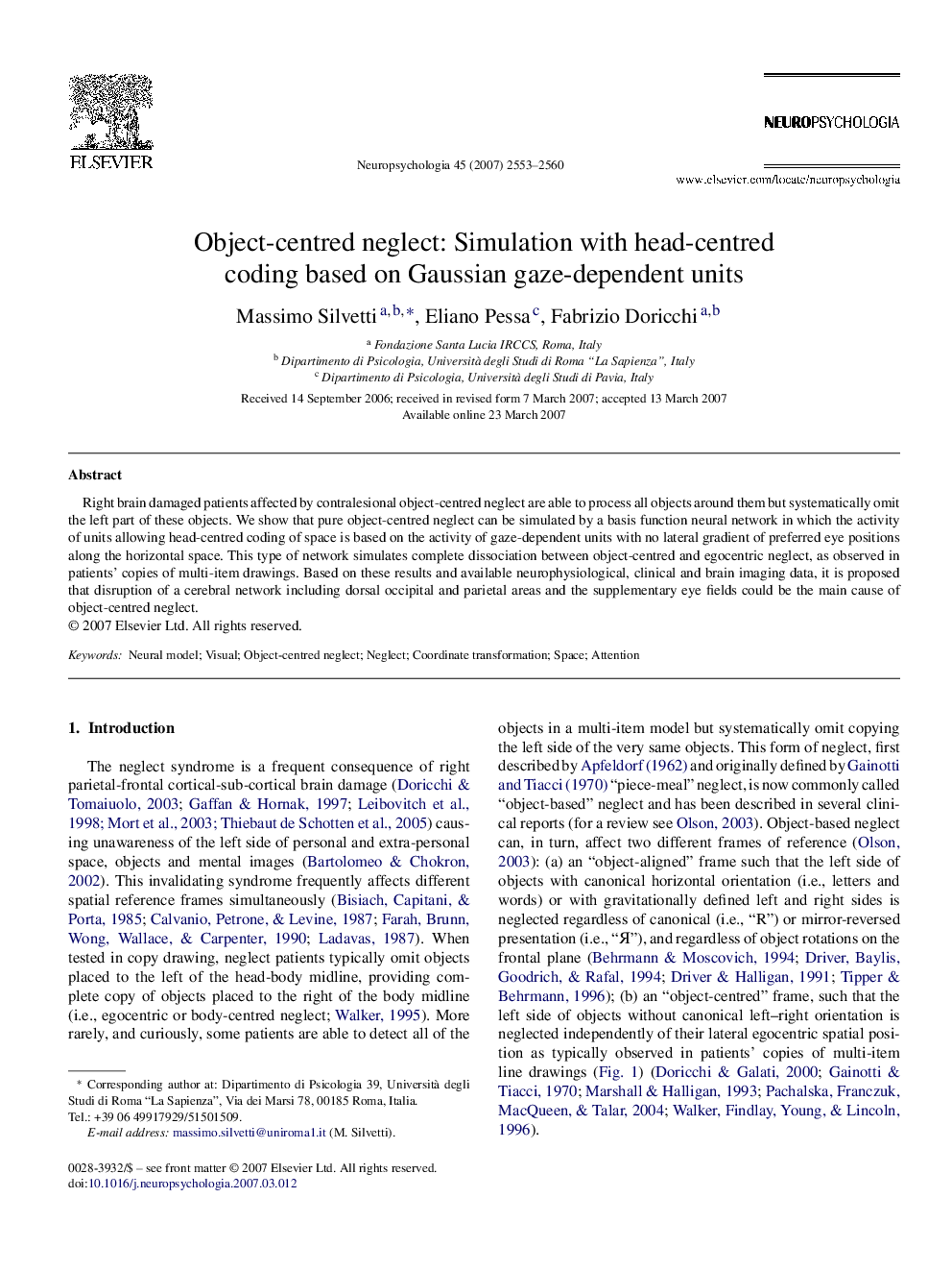 Object-centred neglect: Simulation with head-centred coding based on Gaussian gaze-dependent units