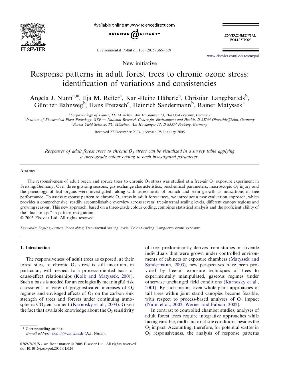 عکس صفحه اول مقاله: Response patterns in adult forest trees to chronic ozone stress: identification of variations and consistencies Response patterns in adult forest trees to chronic ozone stress: identification of variations and consistencies
