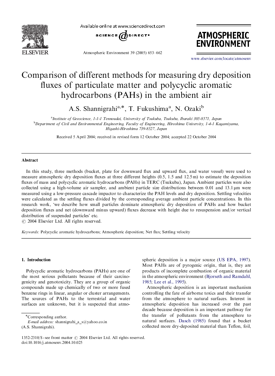 Comparison of different methods for measuring dry deposition fluxes of particulate matter and polycyclic aromatic hydrocarbons (PAHs) in the ambient air