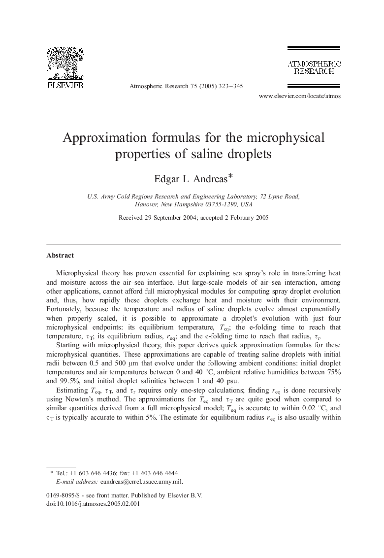Approximation formulas for the microphysical properties of saline droplets
