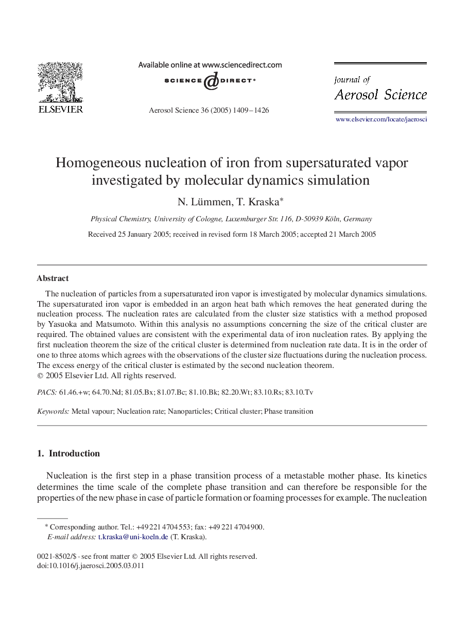 Homogeneous nucleation of iron from supersaturated vapor investigated by molecular dynamics simulation