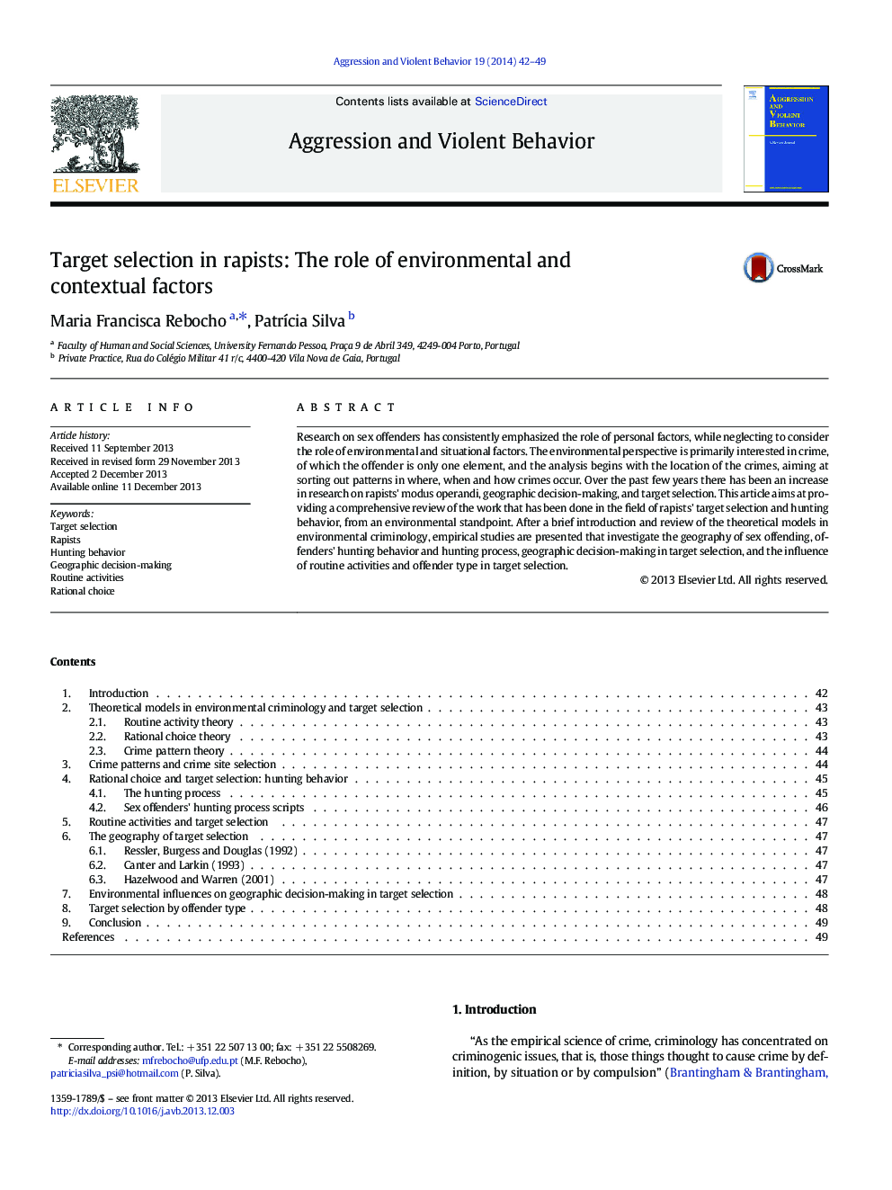 Target selection in rapists: The role of environmental and contextual factors