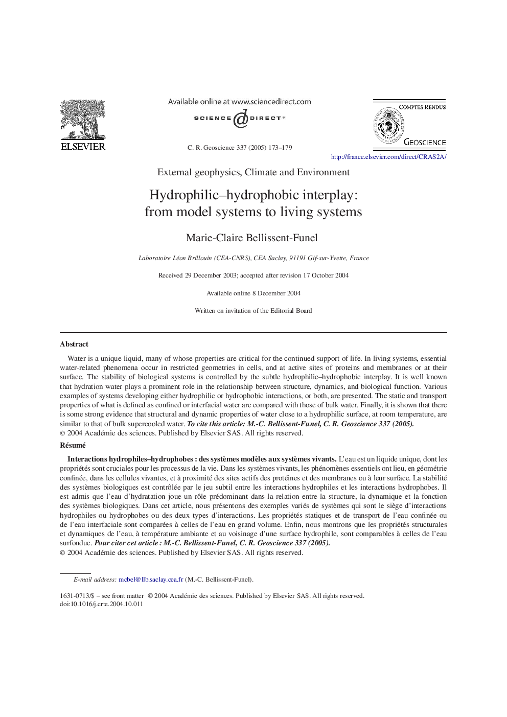 Hydrophilic-hydrophobic interplay: from model systems to living systems