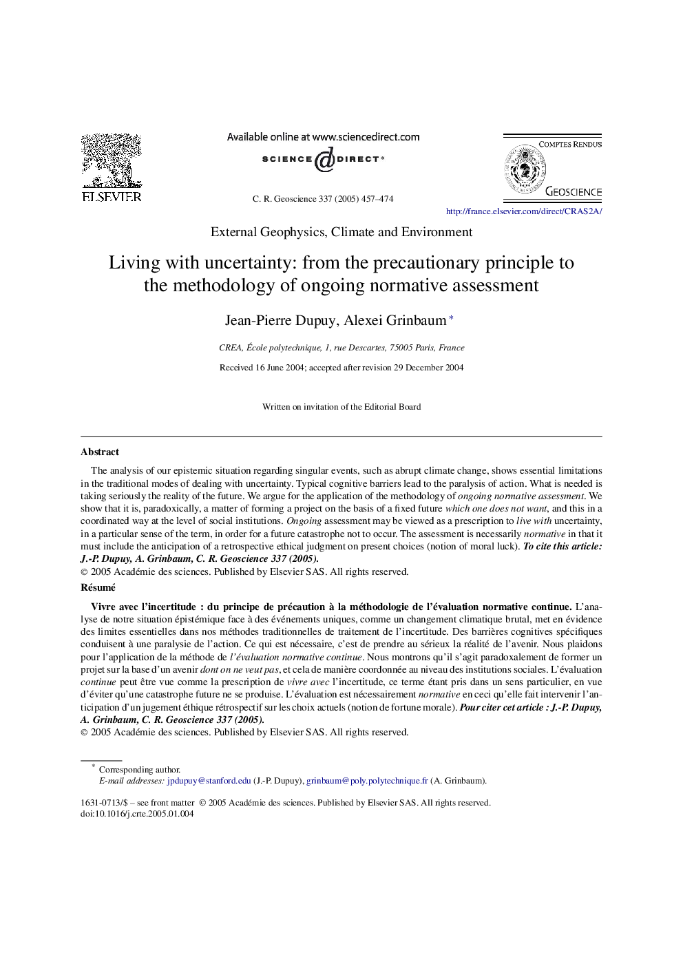 Living with uncertainty: from the precautionary principle to the methodology of ongoing normative assessment