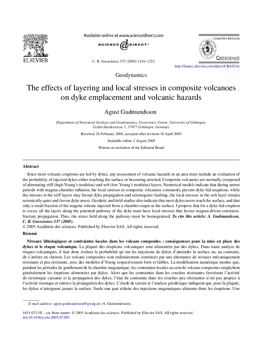 The effects of layering and local stresses in composite volcanoes on dyke emplacement and volcanic hazards