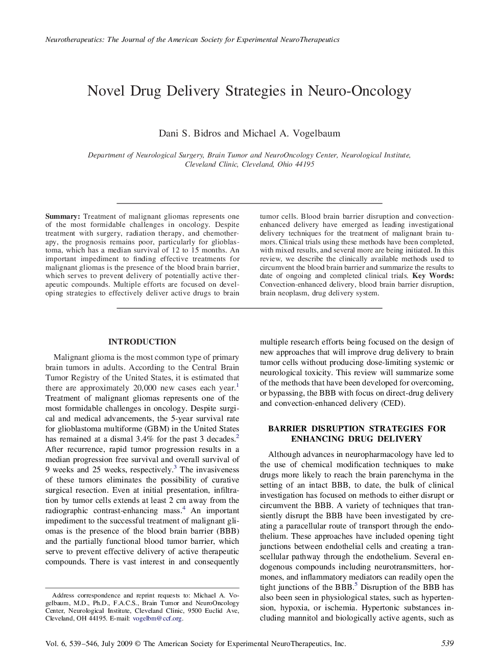 Novel Drug Delivery Strategies in Neuro-Oncology