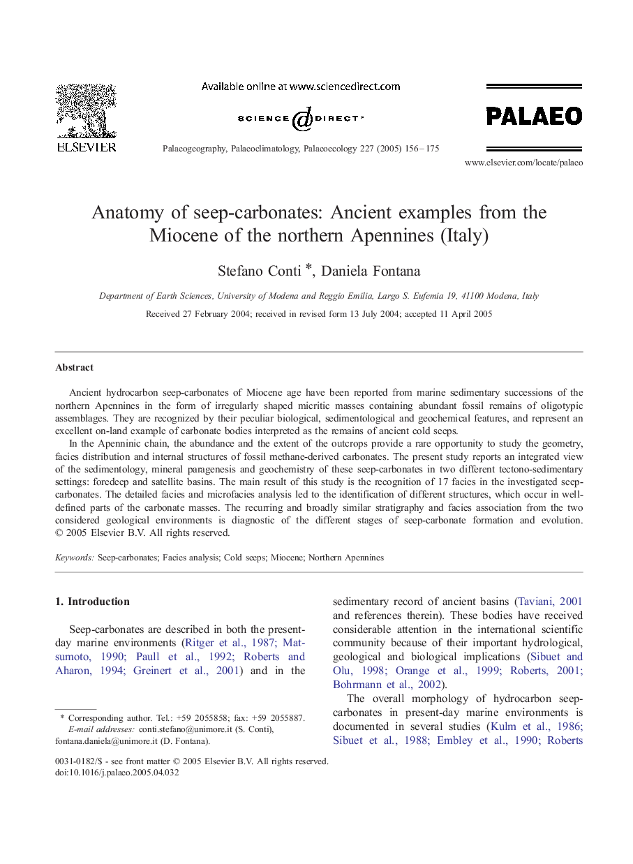 Anatomy of seep-carbonates: Ancient examples from the Miocene of the northern Apennines (Italy)