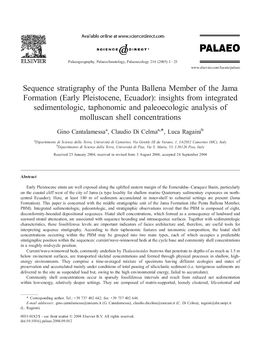 Sequence stratigraphy of the Punta Ballena Member of the Jama Formation (Early Pleistocene, Ecuador): insights from integrated sedimentologic, taphonomic and paleoecologic analysis of molluscan shell concentrations