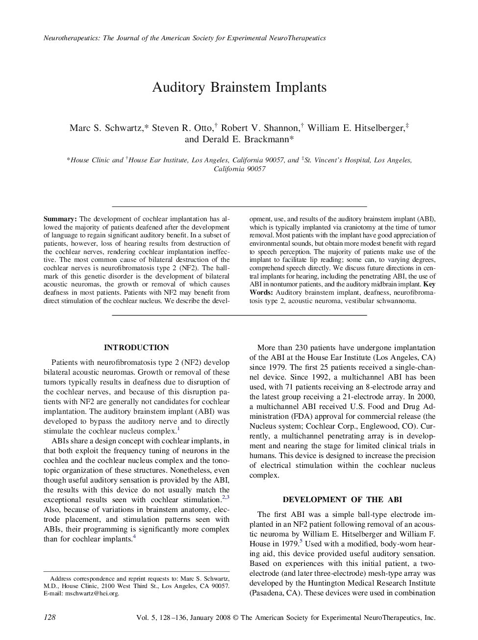 Auditory Brainstem Implants