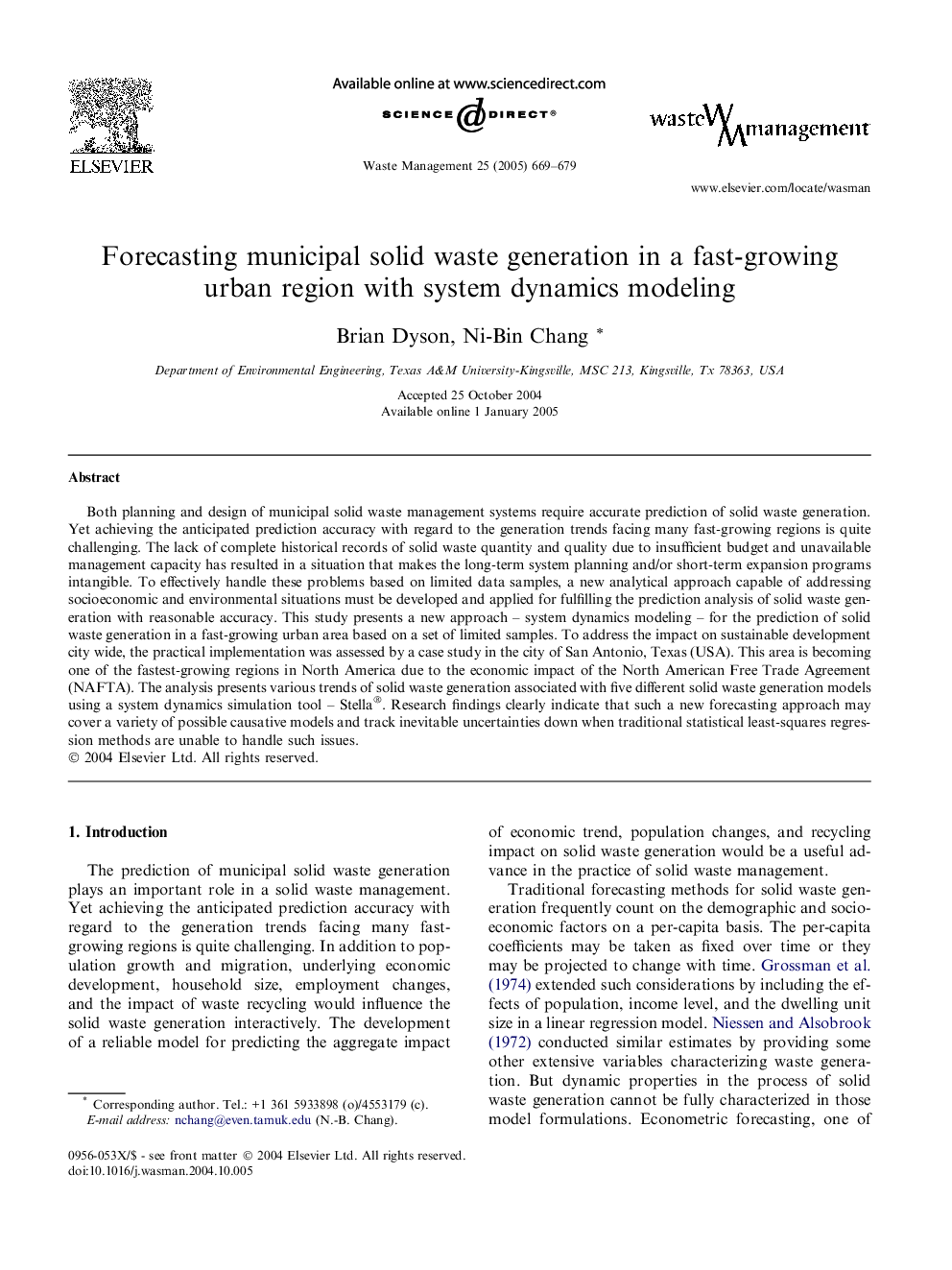 Forecasting municipal solid waste generation in a fast-growing urban region with system dynamics modeling