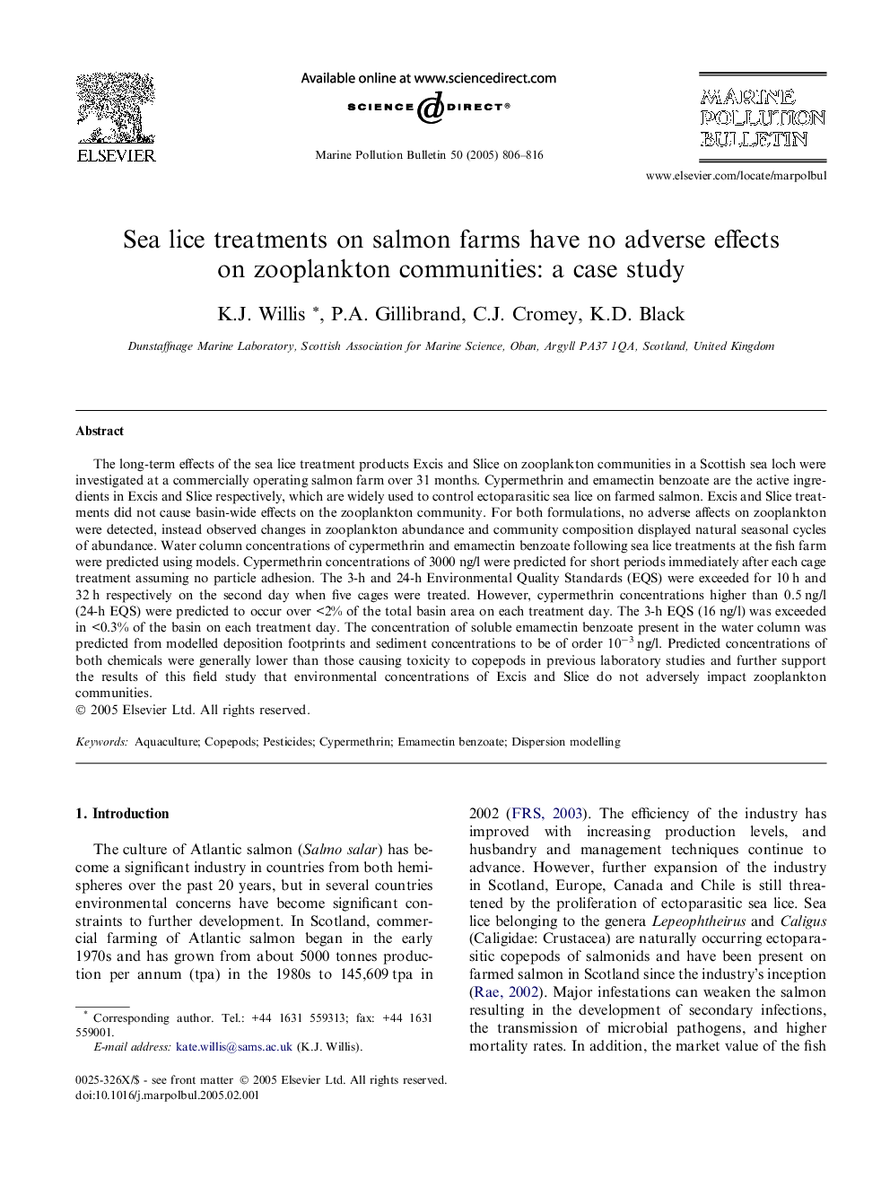 Sea lice treatments on salmon farms have no adverse effects on zooplankton communities: a case study