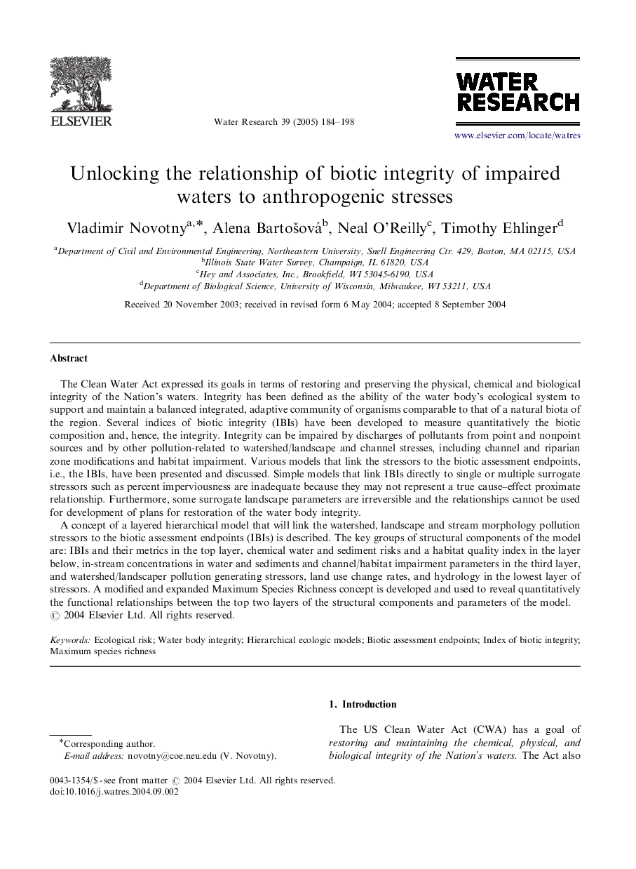 Unlocking the relationship of biotic integrity of impaired waters to anthropogenic stresses