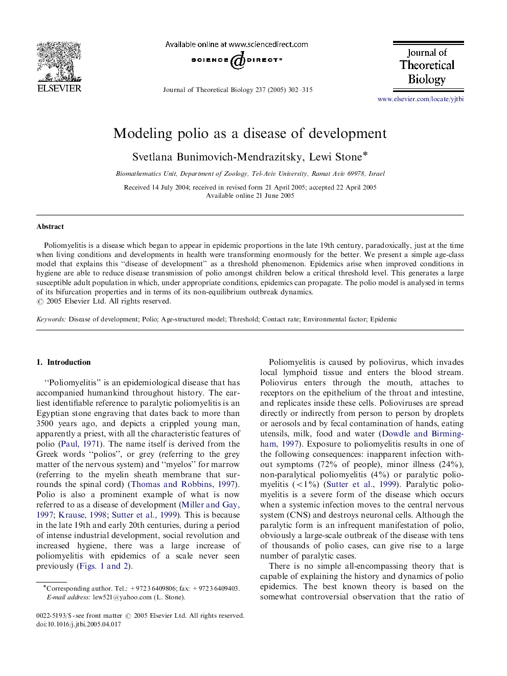 Modeling polio as a disease of development