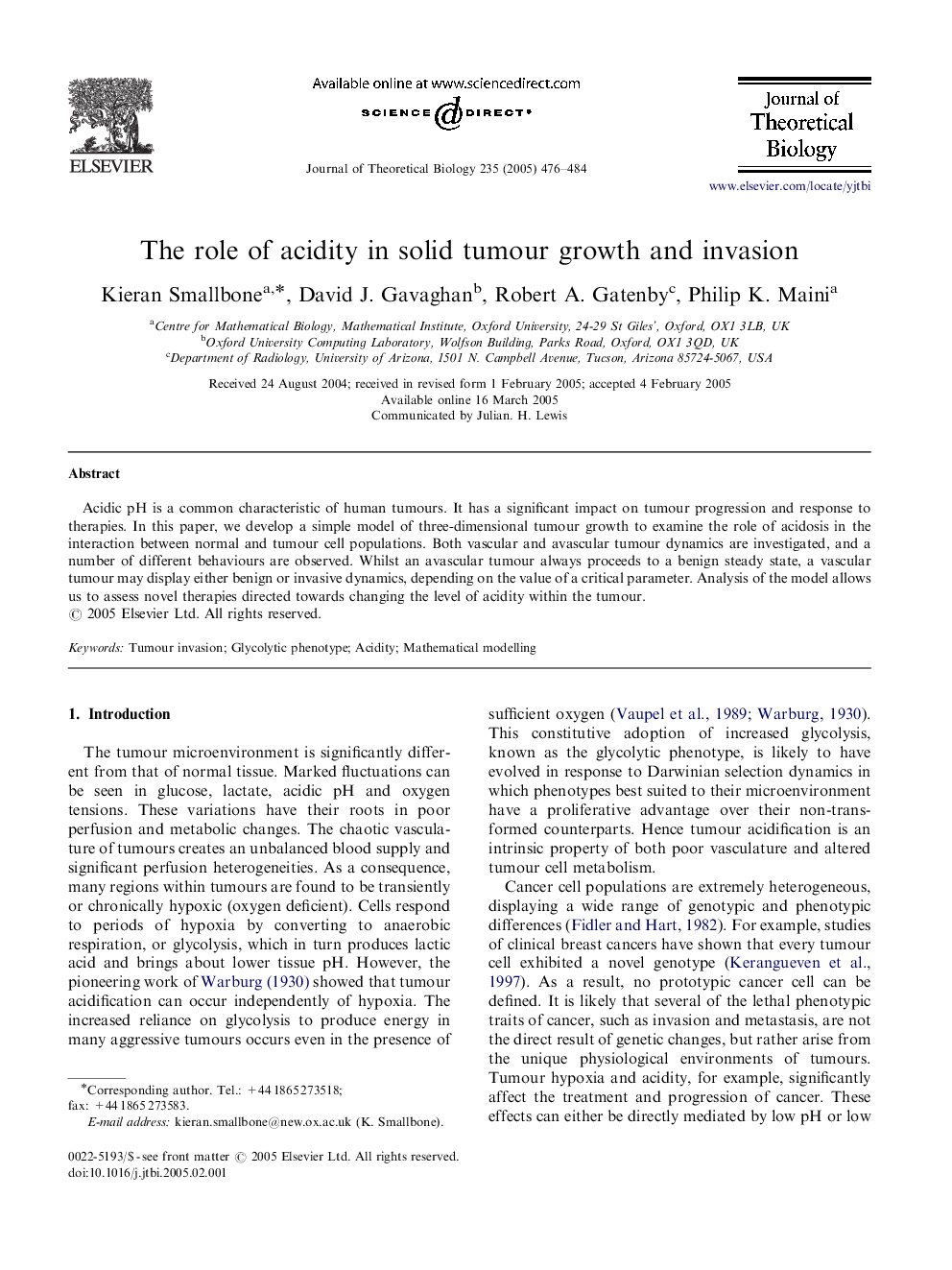 The role of acidity in solid tumour growth and invasion