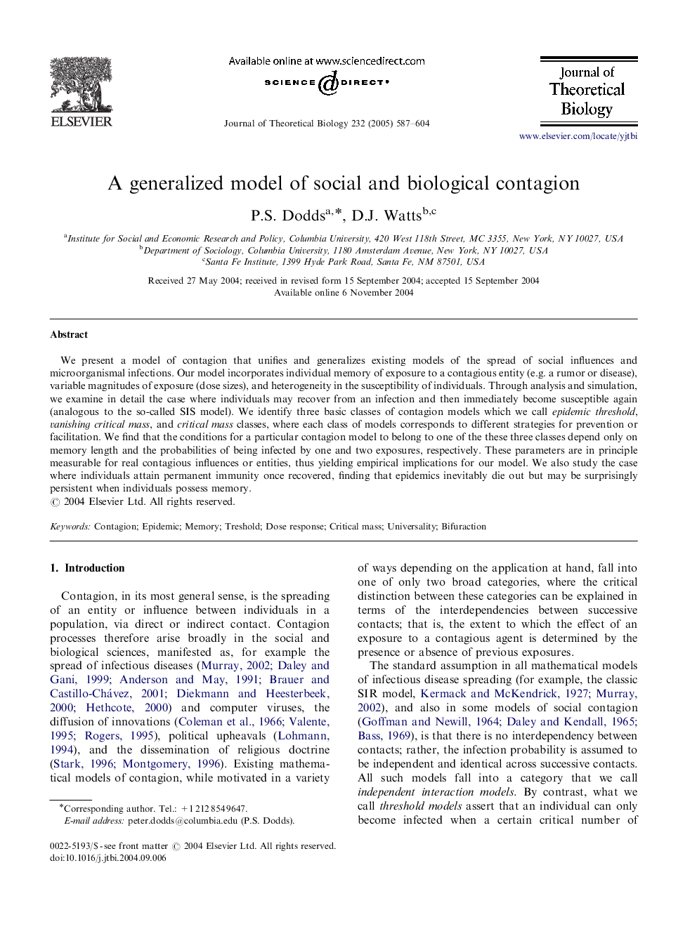 A generalized model of social and biological contagion