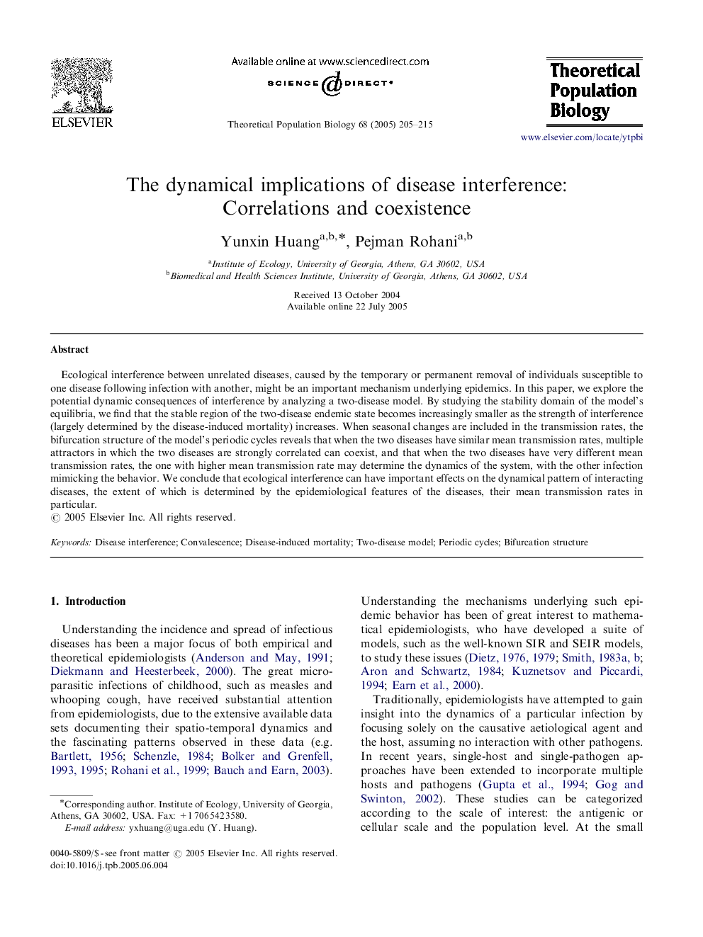 The dynamical implications of disease interference: Correlations and coexistence