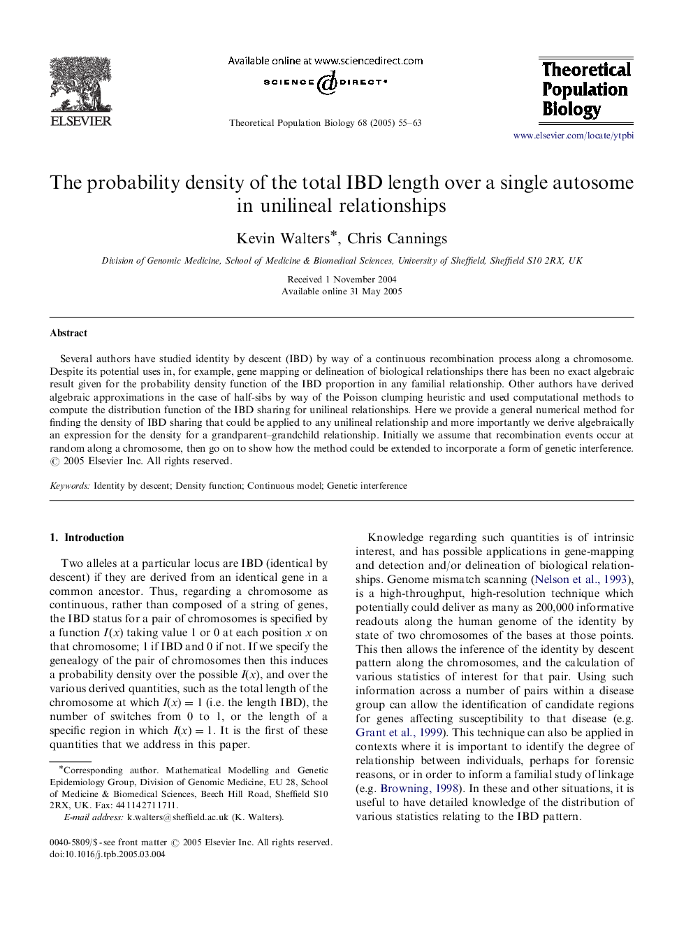 The probability density of the total IBD length over a single autosome in unilineal relationships