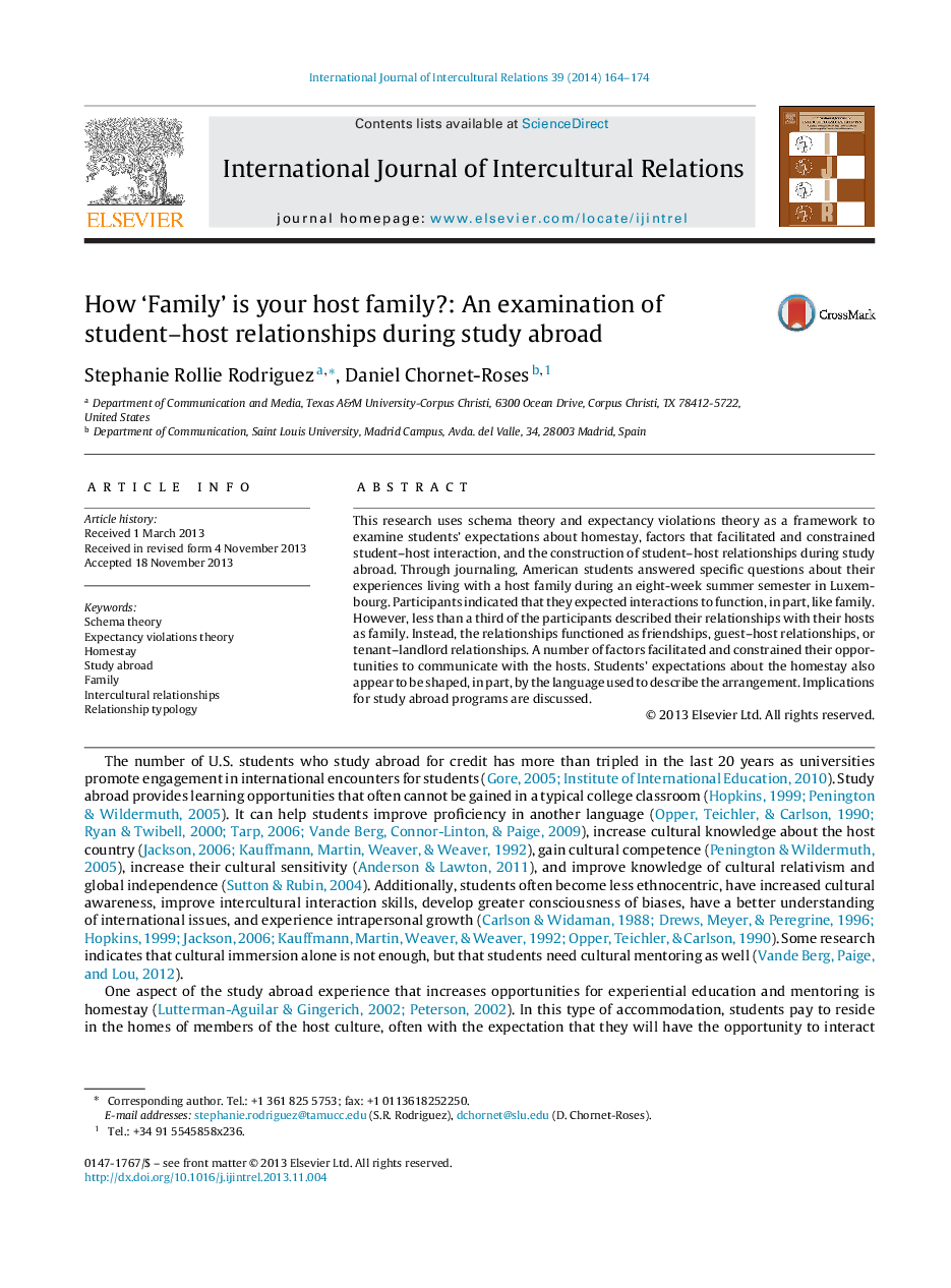 How ‘Family’ is your host family?: An examination of student–host relationships during study abroad