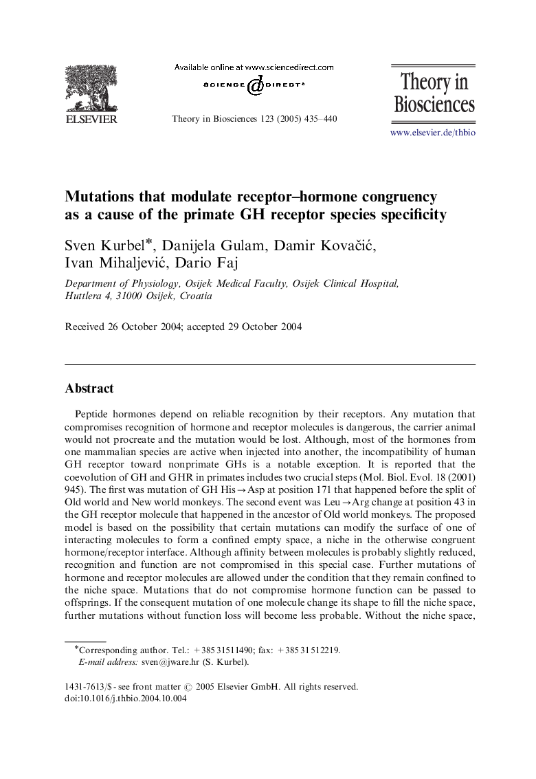 Mutations that modulate receptor-hormone congruency as a cause of the primate GH receptor species specificity