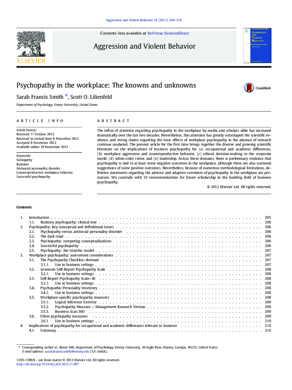 Psychopathy in the workplace: The knowns and unknowns