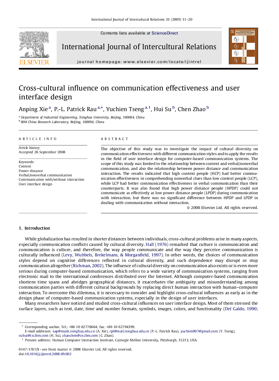 Cross-cultural influence on communication effectiveness and user interface design