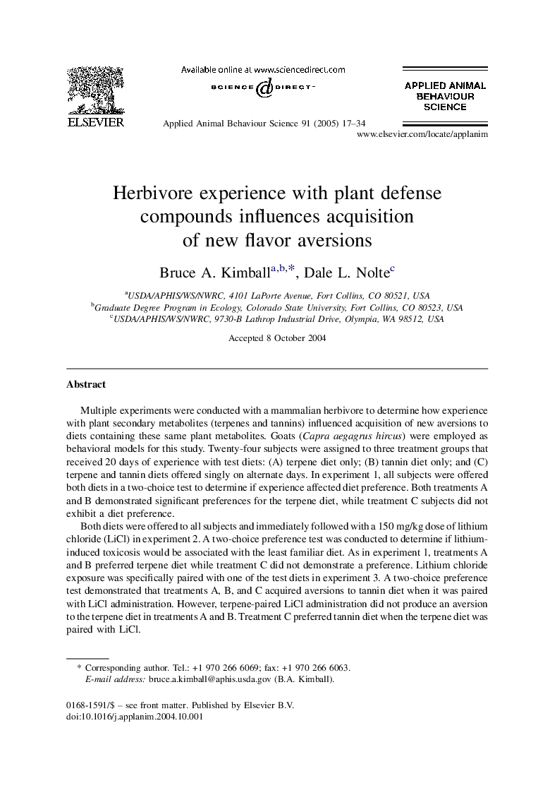 Herbivore experience with plant defense compounds influences acquisition of new flavor aversions