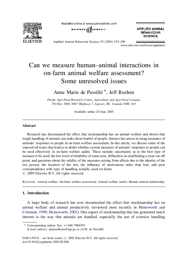 Can we measure human-animal interactions in on-farm animal welfare assessment?