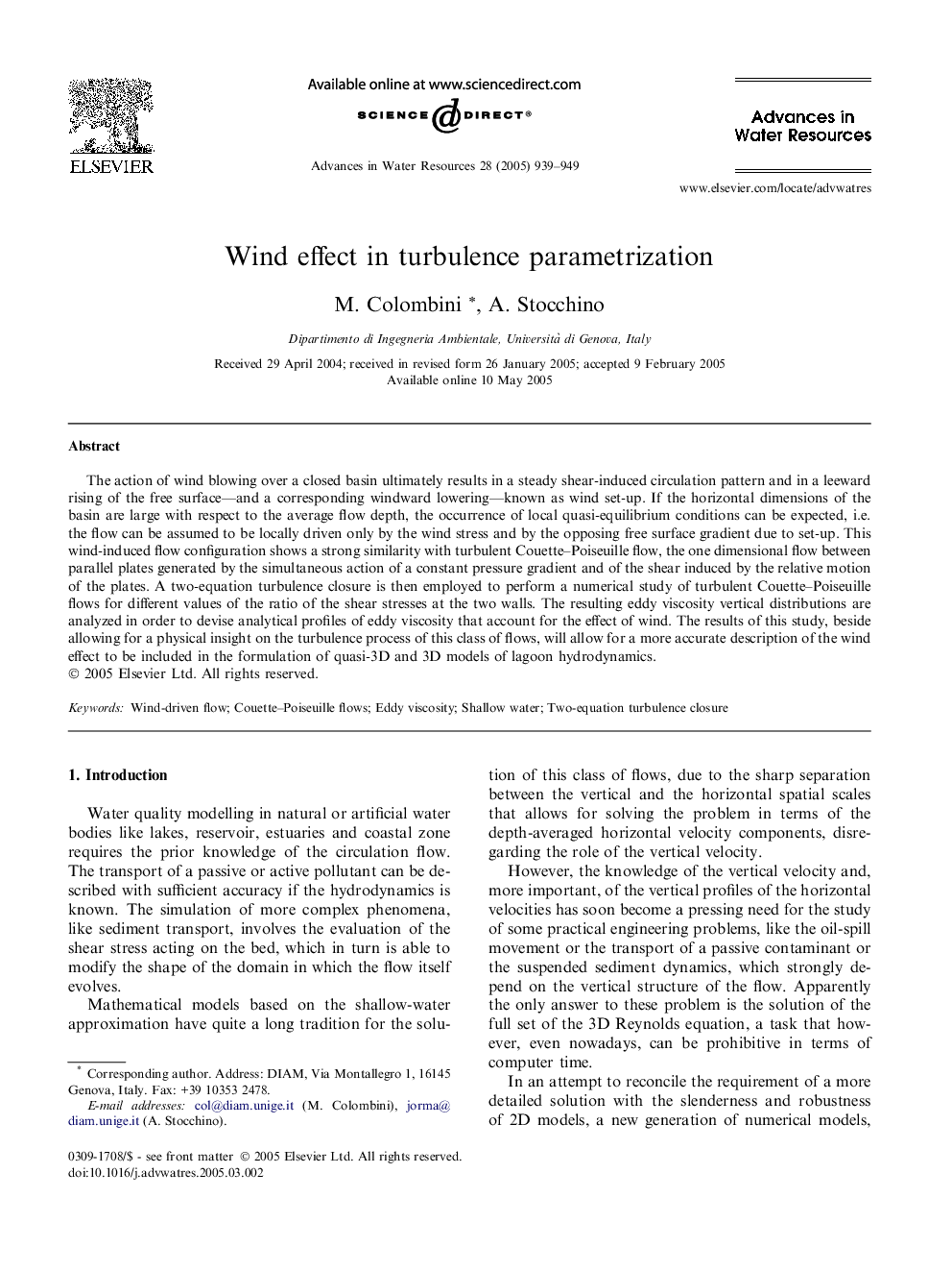 Wind effect in turbulence parametrization