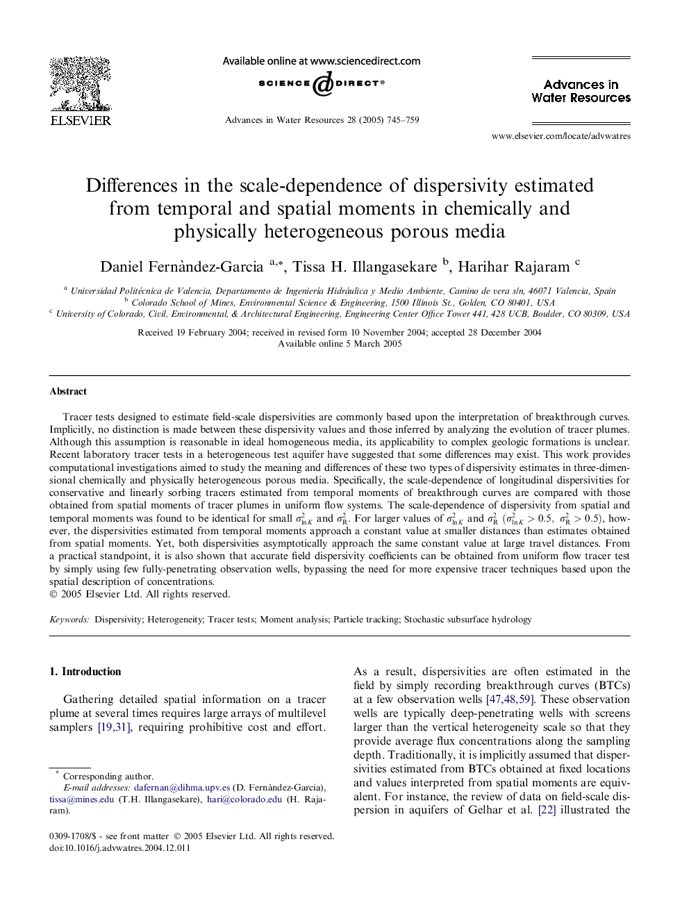 Differences in the scale-dependence of dispersivity estimated from temporal and spatial moments in chemically and physically heterogeneous porous media