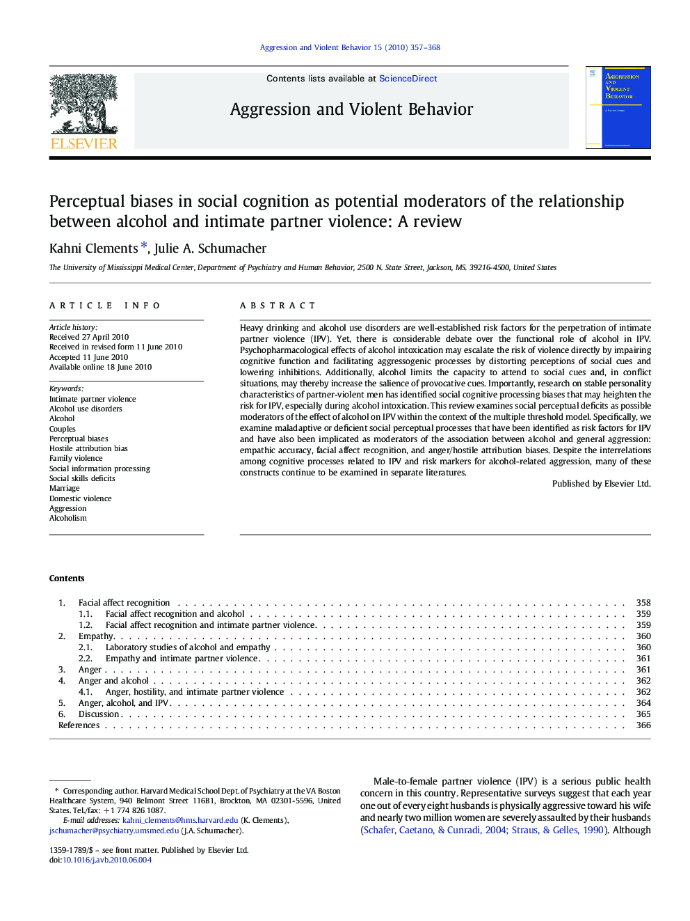 Perceptual biases in social cognition as potential moderators of the relationship between alcohol and intimate partner violence: A review