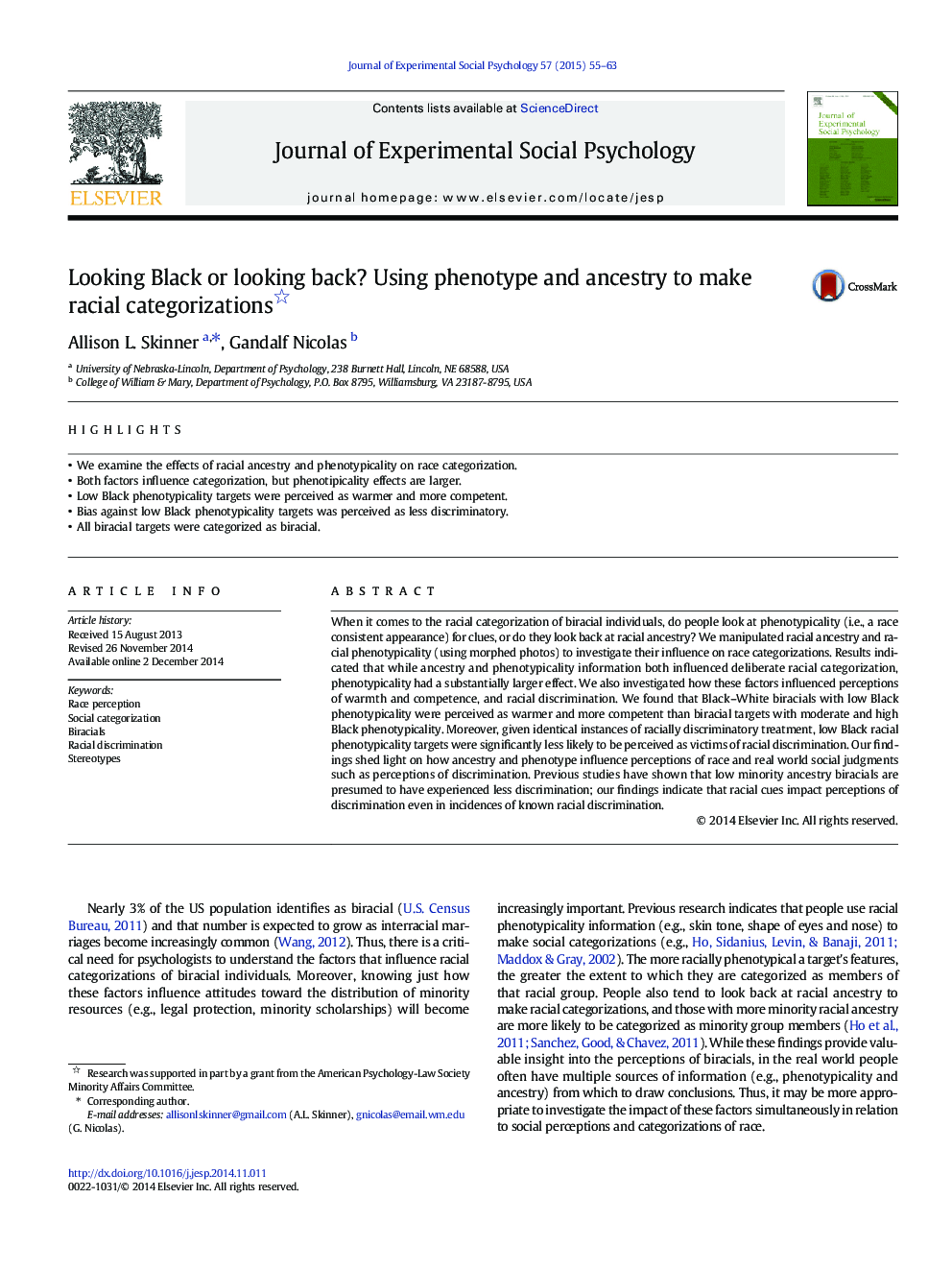 Looking Black or looking back? Using phenotype and ancestry to make racial categorizations 