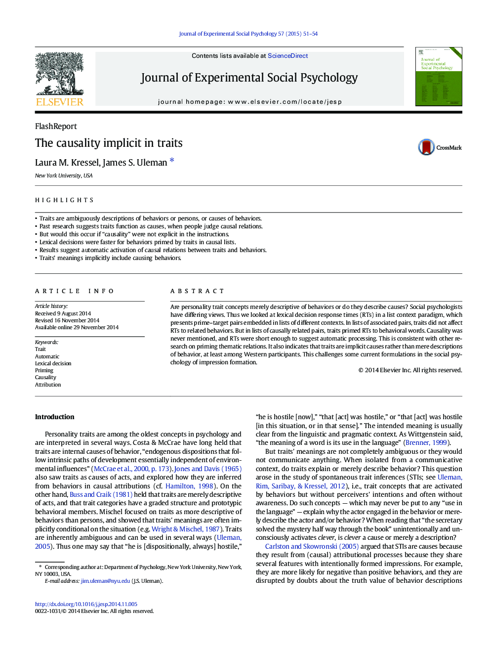 The causality implicit in traits