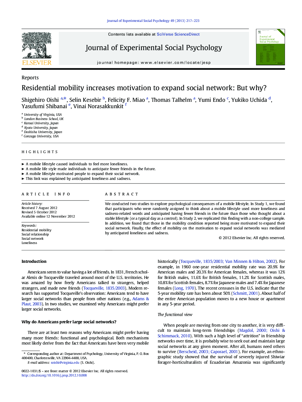 Residential mobility increases motivation to expand social network: But why?