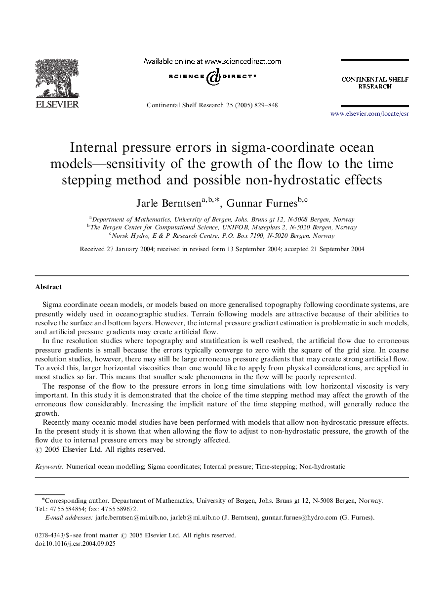 Internal pressure errors in sigma-coordinate ocean models-sensitivity of the growth of the flow to the time stepping method and possible non-hydrostatic effects