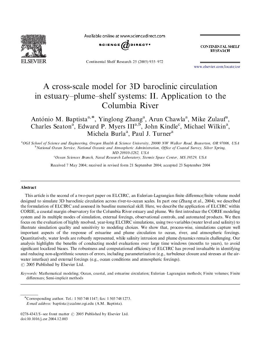 A cross-scale model for 3D baroclinic circulation in estuary-plume-shelf systems: II. Application to the Columbia River