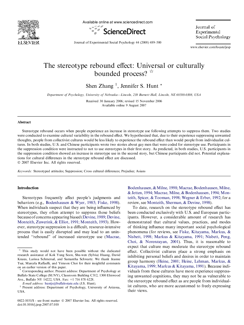 The stereotype rebound effect: Universal or culturally bounded process? 