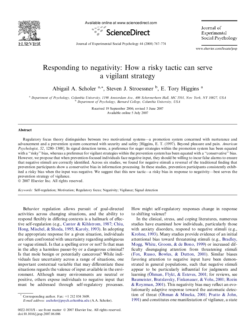 Responding to negativity: How a risky tactic can serve a vigilant strategy